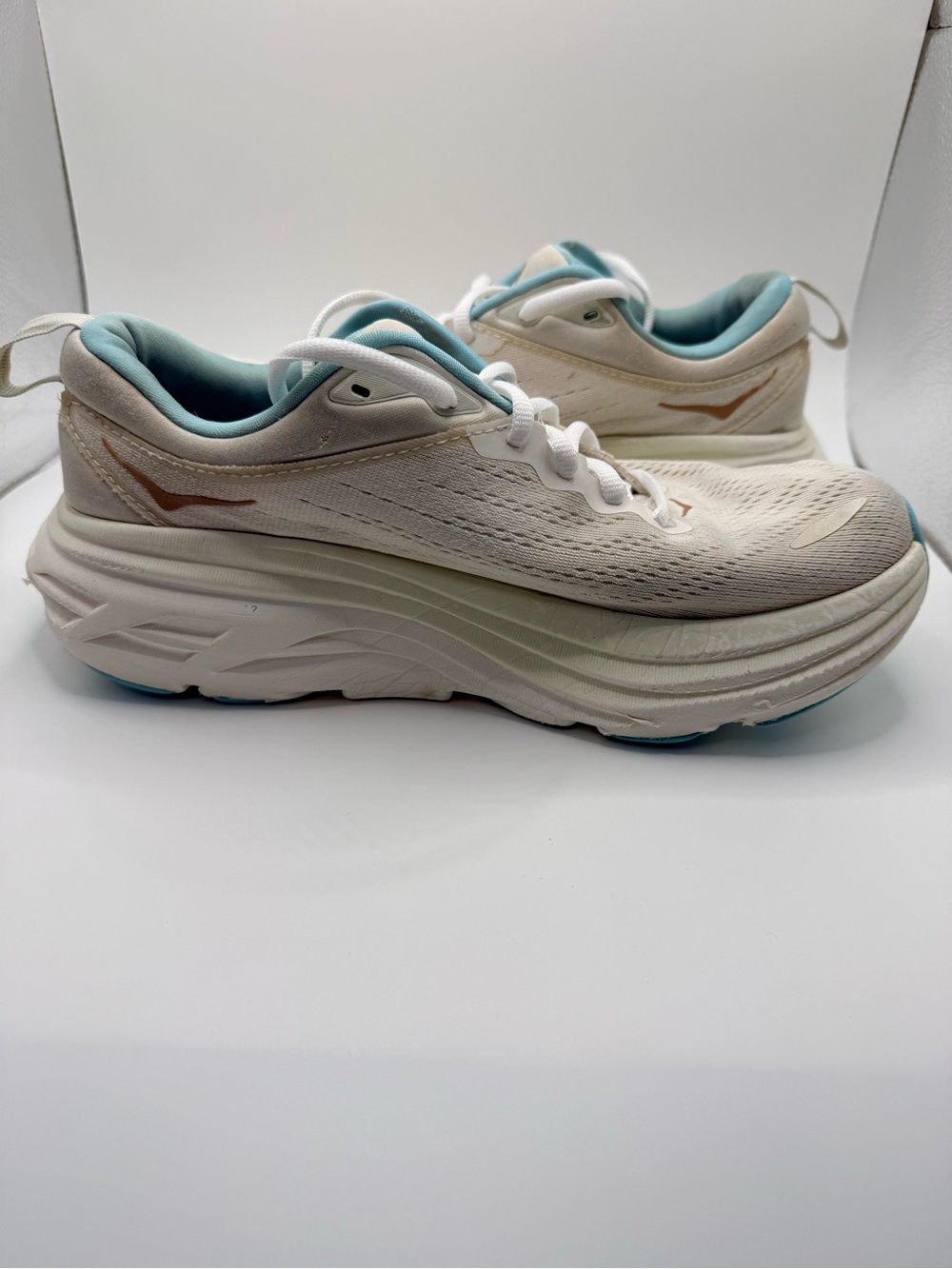 HOKA Bondi 8 Rose Gold White Womens‎ Running Walking Athletic Sneakers Size 8.5 - Picture 13 of 16